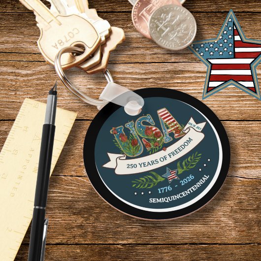 250 Years of Freedom Elegant Patriotic Blue Sleutelhanger