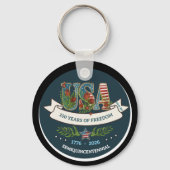 250 Years of Freedom Elegant Patriotic Blue Sleutelhanger (Voorkant)