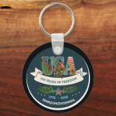 250 Years of Freedom Elegant Patriotic Blue Sleutelhanger (Voorkant)