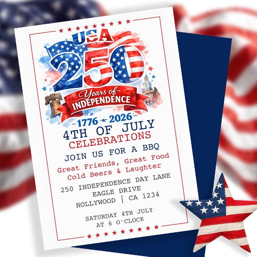 250 Years of Independence 4th of July Party Kaart