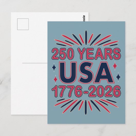 250 Years USA | 1776–2026 Semiquincentennial Briefkaart (Voorkant / Achterkant)