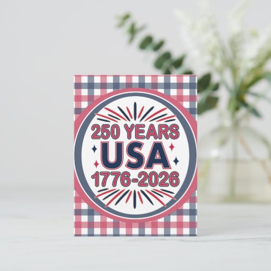 250 Years USA | 1776–2026 Semiquincentennial Briefkaart (Staand voorkant)