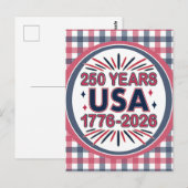 250 Years USA | 1776–2026 Semiquincentennial Briefkaart (Voorkant / Achterkant)