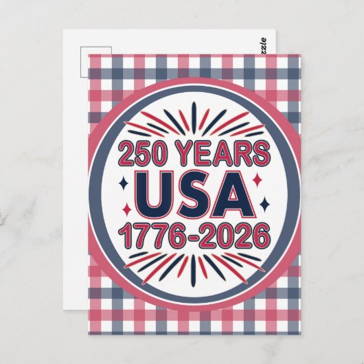 250 Years USA | 1776–2026 Semiquincentennial Briefkaart (Voorkant / Achterkant)