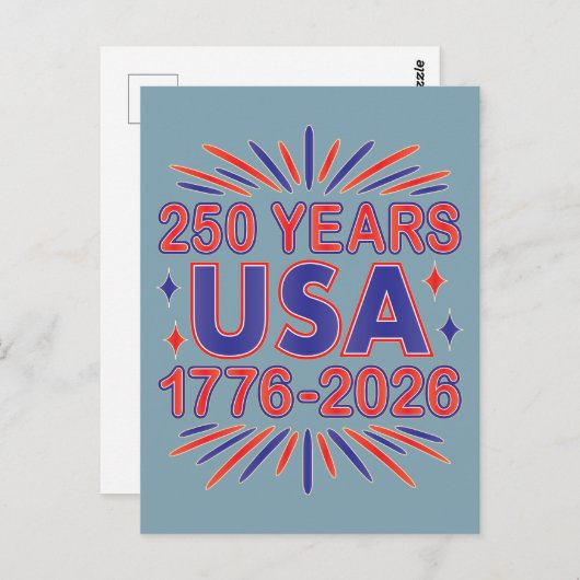250 Years USA | 1776–2026 Semiquincentennial Briefkaart (Voorkant / Achterkant)