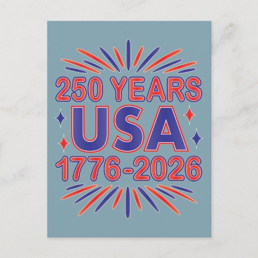 250 Years USA | 1776–2026 Semiquincentennial Briefkaart (Voorkant)