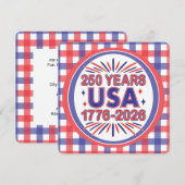 250 Years USA | 1776–2026 Semiquincentennial Kaart (Voorkant / Achterkant)