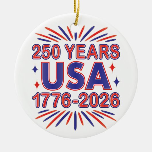 250 Years USA | 1776–2026 Semiquincentennial Keramisch Ornament (Voorkant)