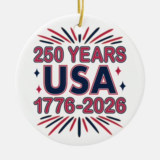 250 Years USA | 1776–2026 Semiquincentennial Keramisch Ornament (Voorkant)