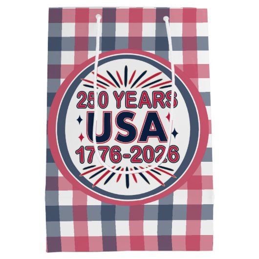 250 Years USA | 1776–2026 Semiquincentennial Medium Cadeauzakje (Achterkant)