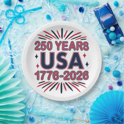 250 Years USA | 1776–2026 Semiquincentennial Papieren Bordje (Feest)