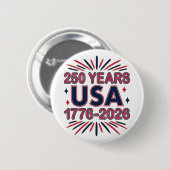 250 Years USA | 1776–2026 Semiquincentennial Ronde Button 5,7 Cm (Voorkant /achterkant)