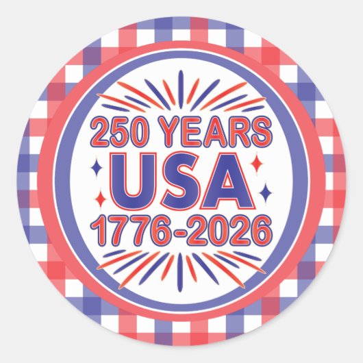 250 Years USA | 1776–2026 Semiquincentennial Ronde Sticker (Voorkant)