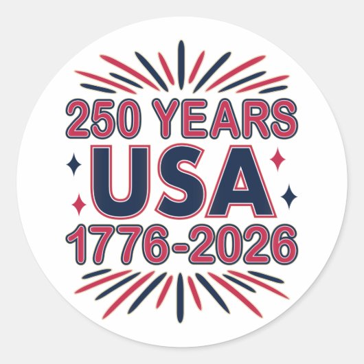 250 Years USA | 1776–2026 Semiquincentennial Ronde Sticker (Voorkant)