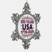 250 Years USA | 1776–2026 Semiquincentennial Tin Sneeuwvlok Ornament (Links)