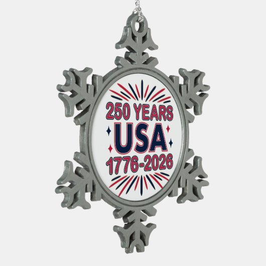 250 Years USA | 1776–2026 Semiquincentennial Tin Sneeuwvlok Ornament (Links)