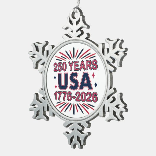 250 Years USA | 1776–2026 Semiquincentennial Tin Sneeuwvlok Ornament (Rechts)