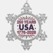 250 Years USA | 1776–2026 Semiquincentennial Tin Sneeuwvlok Ornament (Voorkant)