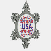 250 Years USA | 1776–2026 Semiquincentennial Tin Sneeuwvlok Ornament (Links)