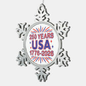 250 Years USA | 1776–2026 Semiquincentennial Tin Sneeuwvlok Ornament (Rechts)
