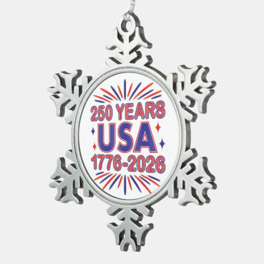 250 Years USA | 1776–2026 Semiquincentennial Tin Sneeuwvlok Ornament (Rechts)