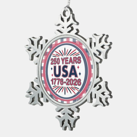 250 Years USA | 1776–2026 Semiquincentennial Tin Sneeuwvlok Ornament (Rechts)