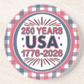 250 Years USA | 1776–2026 Semiquincentennial Zandsteen Onderzetter (Voorkant)