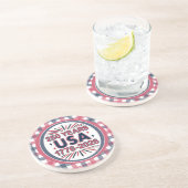 250 Years USA | 1776–2026 Semiquincentennial Zandsteen Onderzetter (Zijkant)