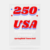 250 Years USA Community Festival Welcome Acryl Bord (Voorkant)