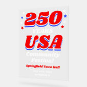 250 Years USA Community Festival Welcome Acryl Bord (Hoek)