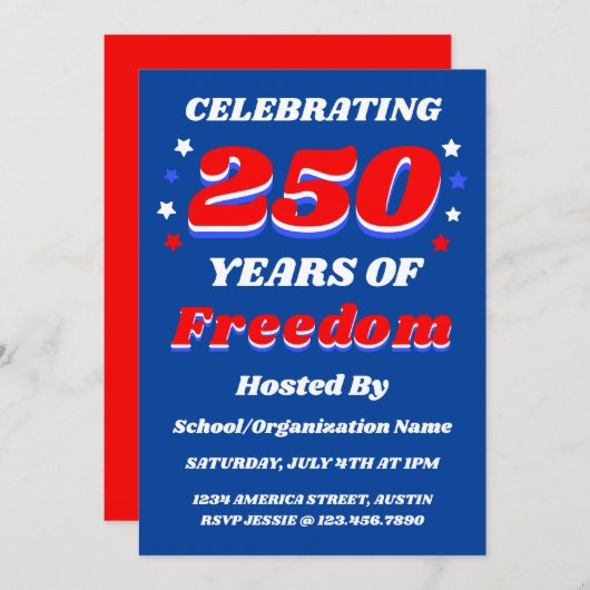 250 Years USA Editable Personalized Patriotic Kaart (Voorkant / Achterkant)