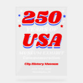 250 Years USA Historical Commemoration Acryl Bord (Voorkant)