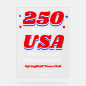 250 Years USA Local Government Event Welcome Acryl Bord (Voorkant)