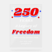 250 Years USA Official Commemorative Acryl Bord (Voorkant)