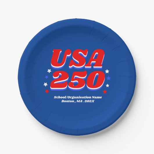 250 Years USA Party Custom Patriotic Papieren Bordje (Voorkant)