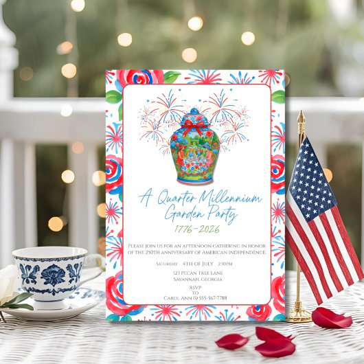 250e Jubileum Garden Party Ginger Jar 1776 Kaart
