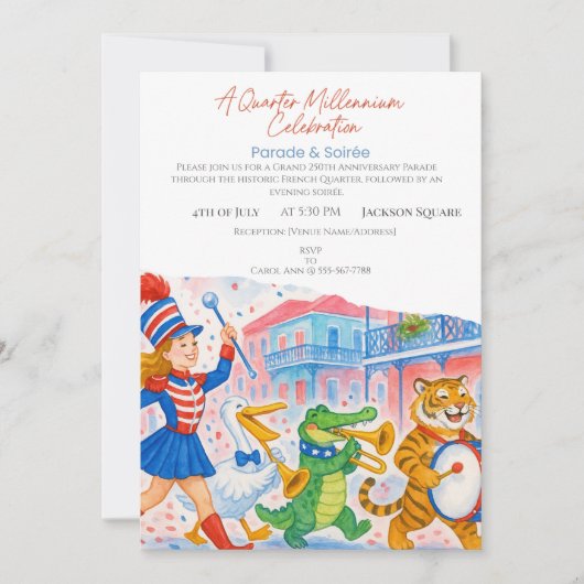 250e Jubileum Marching Band Parade & Soirée Kaart (Voorkant)