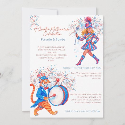 250e Jubileum Patriottische Parade & Soiree Kaart (Voorkant)