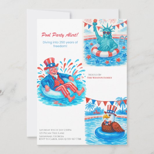 250e Jubileum Pool Party Rood, wit blauw Kaart (Voorkant)