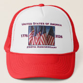 250e Jubileum USA Patriottisch Rood en Wit Trucker Pet (Voorkant)