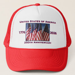 250e Jubileum USA Patriottisch Rood en Wit Trucker Pet