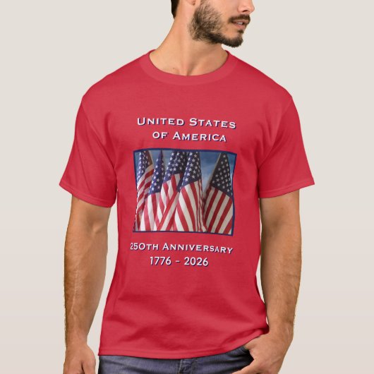 250e Jubileum USA Patriottisch Rood T-shirt (Voorkant)