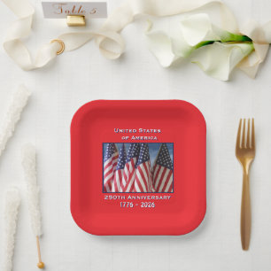 250e Jubileum USA Patriottische Vlaggen Plein Papieren Bordje