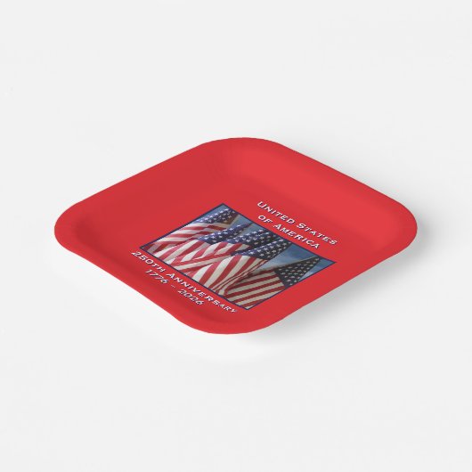 250e Jubileum USA Patriottische Vlaggen Plein Papieren Bordje (Gebogen)