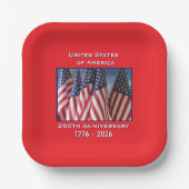 250e Jubileum USA Patriottische Vlaggen Plein Papieren Bordje (Voorkant)