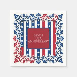 250e jubileum van de VS Rood Blauw Wit bloemmotiev Servet