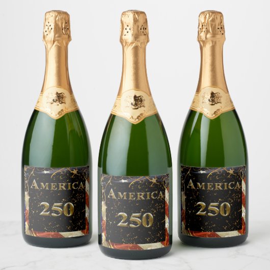 250e verjaardag Amerika! Sparkling Wijnetiket (Flessen)