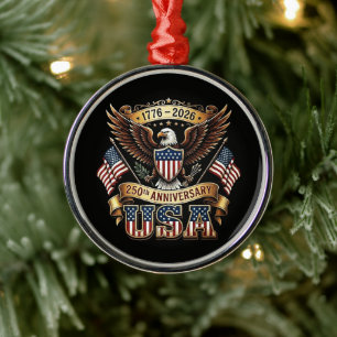 250e verjaardag USA-vlag 250 jaar Amerikaans Metalen Ornament