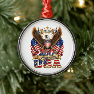 250e verjaardag USA-vlag 250 jaar Amerikaans Metalen Ornament