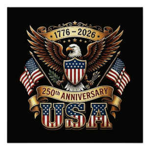 250e verjaardag USA-vlag 250 jaar Amerikaans Perfect Poster
